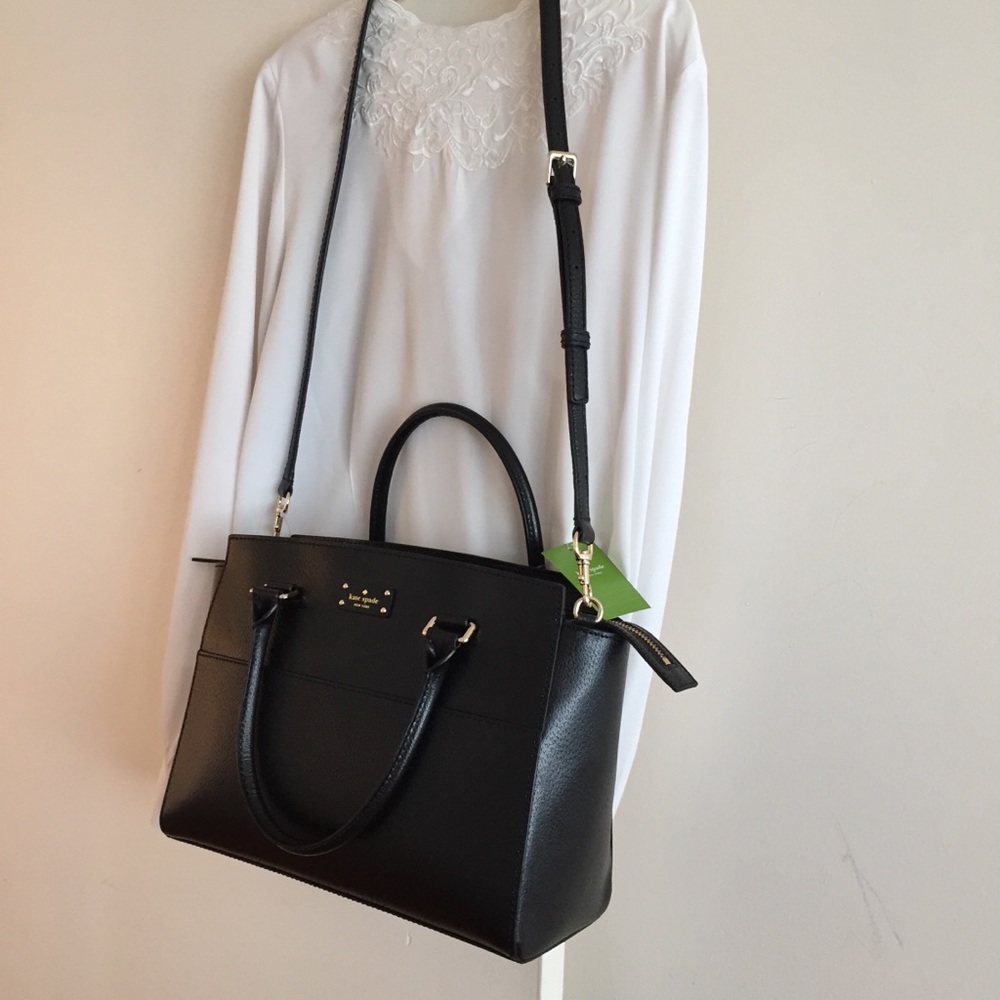Kate Spade Large Leather Black Satchel GroveStreet MSRP $359.00